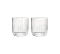 Anton Studio Designs Maze Handcrafted Contemporary Double Old Fashioned Tumblers, 400 ml, Clear, Set of 2, Whiskey/Spirits Glasses