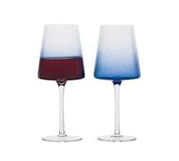 Anton Studio Designs Empire Handmade Wine Glasses Perfect for Red Wine, White Wine, Water, or Beverages - 450 ml - Blue - Set of 2 Elegant Wine Glasses