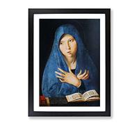 Antonello Da Messina Maria In Blue Classic Painting Framed Print | A3 Black Framed Wall Art | Ready to Hang | Classic Historical Picture | Living Room Bedroom Lounge Office