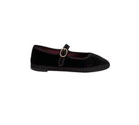 Antonia - Mary Jane Velvet - Color is Black Combined with Black Piping., Black/White, 5 UK