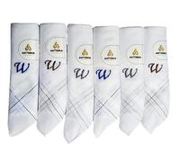 ANTONIA W Initial Handkerchief for Men, Monogrammed Boxed 6 Piece Set, Cotton