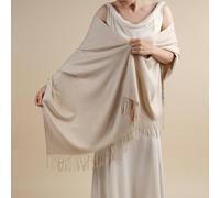 Antonia York Beige Pashmina | Drew Super Soft Large Special Occasion Wrap with Tassels