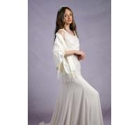 Antonia York Cream Pashmina | Drew Super Soft Large Special Occasion Wrap with Tassels