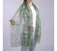 Antonia York Green Silk Chiffon Scarf - Aria Golden Lily Collection