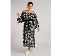 Antonia York Sample Dress | Black & White Floral Bardot Style Dress | Francesca Dress with Elasticated Neckline