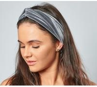 Antonia York Silver Grey Velour Velvet Headband | Tess Twisted Knot Elasticated Bandana
