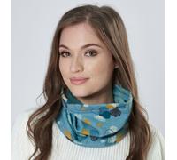 Antonia York Snood | Esme Teal Blue Printed Jersey Loose Fit Neck Warmer with Soft Brushed Fleecy Back