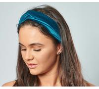 Antonia York Teal Velour Velvet Headband | Tess Twisted Knot Elasticated Bandana