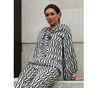 Antonia York The Pippa Blouse | Black & Cream Abstract Print Silky Bow Blouse - Small (8-10)