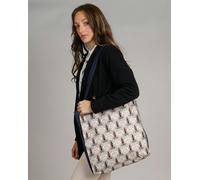 Antonia York Tote Bag Canvas Lined Art Nouveau Print Shoulder Bag - Blue Red & White