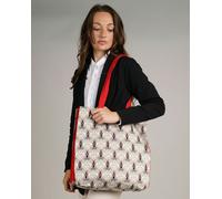 Antonia York Tote Bag Canvas Lined Art Nouveau Print Shoulder Bag - Red Blue & White