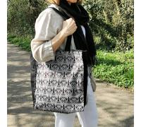 Antonia York Tote Bag Canvas Lined Art Nouveau Style Print Shoulder Bag - Black & White