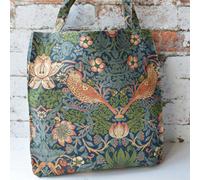Antonia York Tote Bag Luxury Tapestry Fabric William Morris Design - Blue