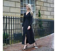 Antonia York Twisted Front Wanda V-Neck Soft Jersey Dress - Black - Small (UK 8-10)