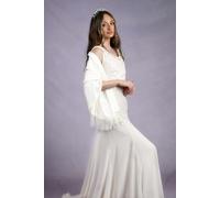 Antonia York White Pashmina | Drew Super Soft Large Special Occasion Wrap with Tassels