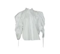 Antonio Berardi Women's Preloved Oversized Ruffled Ruched Shirt in White Cotton | Size: 42