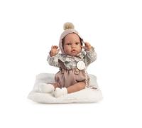 Antonio Juan Newborn Erika Doll with Comforter, Realistic Baby Doll, 42 cm, Soft Body, Romper with Flowers and Hat with Pompom