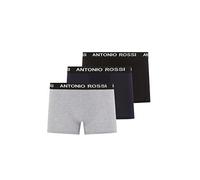 ANTONIO ROSSI (3/6 Pack) Men's Fitted Boxer Hipsters Boxers Shorts Multipack with Elastic Waistband Cotton Rich, Comfortable Mens Underwear, Black, Grey, Navy with White Writing (3 Pack), XXL