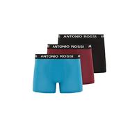 ANTONIO ROSSI (3/6 Pack) Men's Fitted Boxer Hipsters - Mens Boxers Shorts Multipack with Elastic Waistband - Cotton Rich, Comfortable Mens Underwear, Black, Blue, Burgundy (3 Pack), XXL