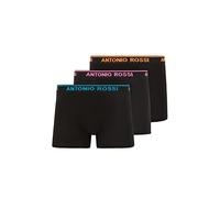 ANTONIO ROSSI (3/6 Pack) Men's Fitted Boxer Hipsters - Mens Boxers Shorts Multipack with Elastic Waistband - Cotton Rich, Comfortable Mens Underwear, Black with Colourful Band (3 Pack), S