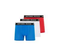ANTONIO ROSSI (3/6 Pack) Men's Fitted Boxer Hipsters - Mens Boxers Shorts Multipack with Elastic Waistband - Cotton Rich, Comfortable Mens Underwear, Red, Blue, White (3 Pack), L