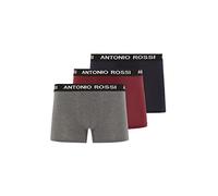 ANTONIO ROSSI (3/6 Pack) Men's Fitted Boxer Hipsters - Mens Boxers Shorts Multipack with Elastic Waistband - Cotton Rich, Comfortable Mens Underwear, Grey, Burgundy, Navy (3 Pack), M