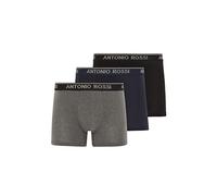 ANTONIO ROSSI (3/6 Pack) Men's Fitted Boxer Hipsters - Mens Boxers Shorts Multipack with Elastic Waistband - Cotton Rich, Comfortable Mens Underwear, Black, Grey, Navy (3 Pack), S