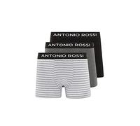 ANTONIO ROSSI Men's (3-Pack) Printed Boxer Hipsters, Black/Grey/Marl Stripe, S