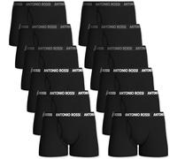 ANTONIO ROSSI Mens Boxers With Fly - Cotton Boxers for Men (12, Black, M)