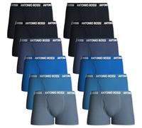 ANTONIO ROSSI Mens Boxers With Fly - Cotton Boxers for Men (12, Blue, M)