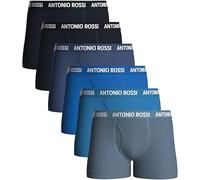 ANTONIO ROSSI Mens Boxers With Fly - Cotton Boxers for Men (6, Blue, L)