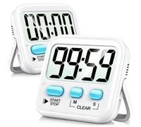 Antonki 2 Pack Digital Kitchen Timer Magnetic Countdown Stopwatch Timer with Loud Alarm, Big Digit, Back Stand, Hanging Hole for Cooking, Shower, Bathroom, Kids, Teacher - AAA Battery Included