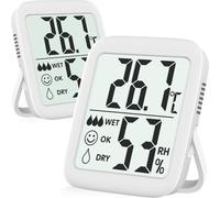 Antonki 2 Pack Room Thermometer for Home, Indoor Hygrometer Humidity Meter Gauge, Digital Temperature and Humidity Sensor Monitor for House, Terrarium, Incubator, Greenhouse - Battery Included