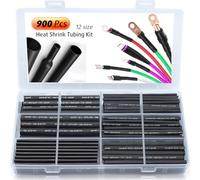 Antonki 900 Pcs Heat Shrink Tubing Kit, 2:1 Ratio Electrical Cable Heat Shrink Wrap Tubing, 12 Sizes Industrial Heat-Shrink Tubing for Electrical Insulation, Repairs, Connectors - with Storage Case