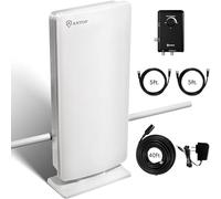 Antop at-800SBS HDTV&Fm Amplified Antenna 85 Miles Range Indoor/Outdoor Antenna Dual Outputs Support TV and Second Device-FM Stereo, with Noise-Free 4G LTE Filter & Smart Boost System TV Antenna