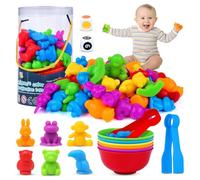 ANTOPM 46Pcs Counting Animals Toys Set, Matching Game with Sorting Bowls, Color Sorting and Sensory Preschool Educational Learning Toys, Montessori Math Skills Games Toys for Toddlers 3+ Years Old