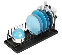 ANTOPY Small Dish Drainer - Compact Dish Drying Rack for Kitchen Counter with Silicone Dish Drying Mat, Stainless Steel Dish Drainer Rack for Kitchen Sink, Space Saving Plate Rack Cutlery Holder