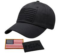 Antourage American Flag Unisex Baseball Hat for Men and Women | USA Flag Mesh Snapback Flat Visor Cap + 2 Patriotic Patches, (10.8) Black Classic, One Size