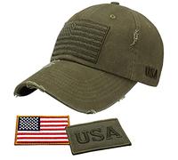 Antourage American Flag Unisex Baseball Hat for Men and Women | USA Flag Mesh Snapback Flat Visor Cap + 2 Patriotic Patches, (01) Olive, One size