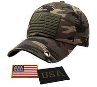 Antourage American Flag Unisex Baseball Hat for Men and Women | USA Flag Mesh Snapback Flat Visor Cap + 2 Patriotic Patches, (40) Camouflage/Camo with Keyhole, One Size