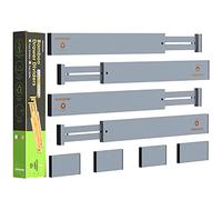 ANTOWIN Bamboo Drawer Dividers Organizers, Expandable Drawer Separators Splitter,17-22 inches Long Adjustable Spring-loaded Organizer for Large Utensil, Clothes, Tools Drawers (Grey)