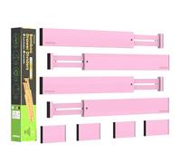 ANTOWIN Expandable Bamboo Drawer Dividers Organizers, Drawer Separators Splitter, 17-22 inches Long Adjustable Spring-loaded Organizer for Large Utensil, Clothes, Tools(Pink