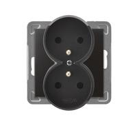 Antracite Module Insert 2x Outlet with Earthing Screw Terminals
