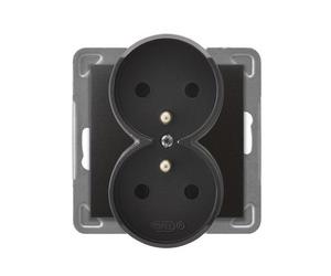 Antracite Module Insert 2x Outlet with Earthing Screw Terminals
