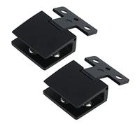 Antrader 2 Pcs Glass Cabinet Door Hinges, Wine Cabinet Clamps Display Gate Hinges, Zinc Alloy Matte Black, No Need to Drill Hole