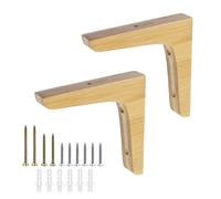 Antrader 2PCS Wooden Shelf Brackets,Solid Wall Mount Wood Shelf Bracket,Wood Triangle Bracket,L Shape Shelf Holders Include Mounting Screws,5.1"×5.1"×0.8",Light Brown