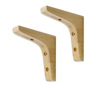 Antrader 2PCS Wooden Shelf Brackets,Solid Wall Mount Wood Shelf Bracket,Wood Triangle Bracket,L Shape Shelf Holders Include Mounting Screws,3.74"×3.74"×0.79",Light Brown