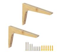 Antrader 2PCS Wooden Shelf Brackets,Solid Wall Mount Wood Shelf Bracket,Wood Triangle Bracket,L Shape Shelf Holders Include Mounting Screws,7.6"×5.8"×0.8",Light Brown