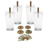 Antrader 4pcs 4 Inch Height Clear Acrylic Sofa Legs, Modern Pyramid Table Cabinet Cupboard Feet, Lucite Footstool Couch Bed End Furniture DIY Leg Sets