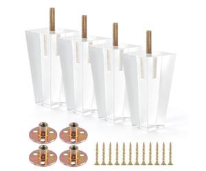 Antrader 4pcs 4 Inch Height Clear Acrylic Sofa Legs, Modern Pyramid Table Cabinet Cupboard Feet, Lucite Footstool Couch Bed End Furniture DIY Leg Sets